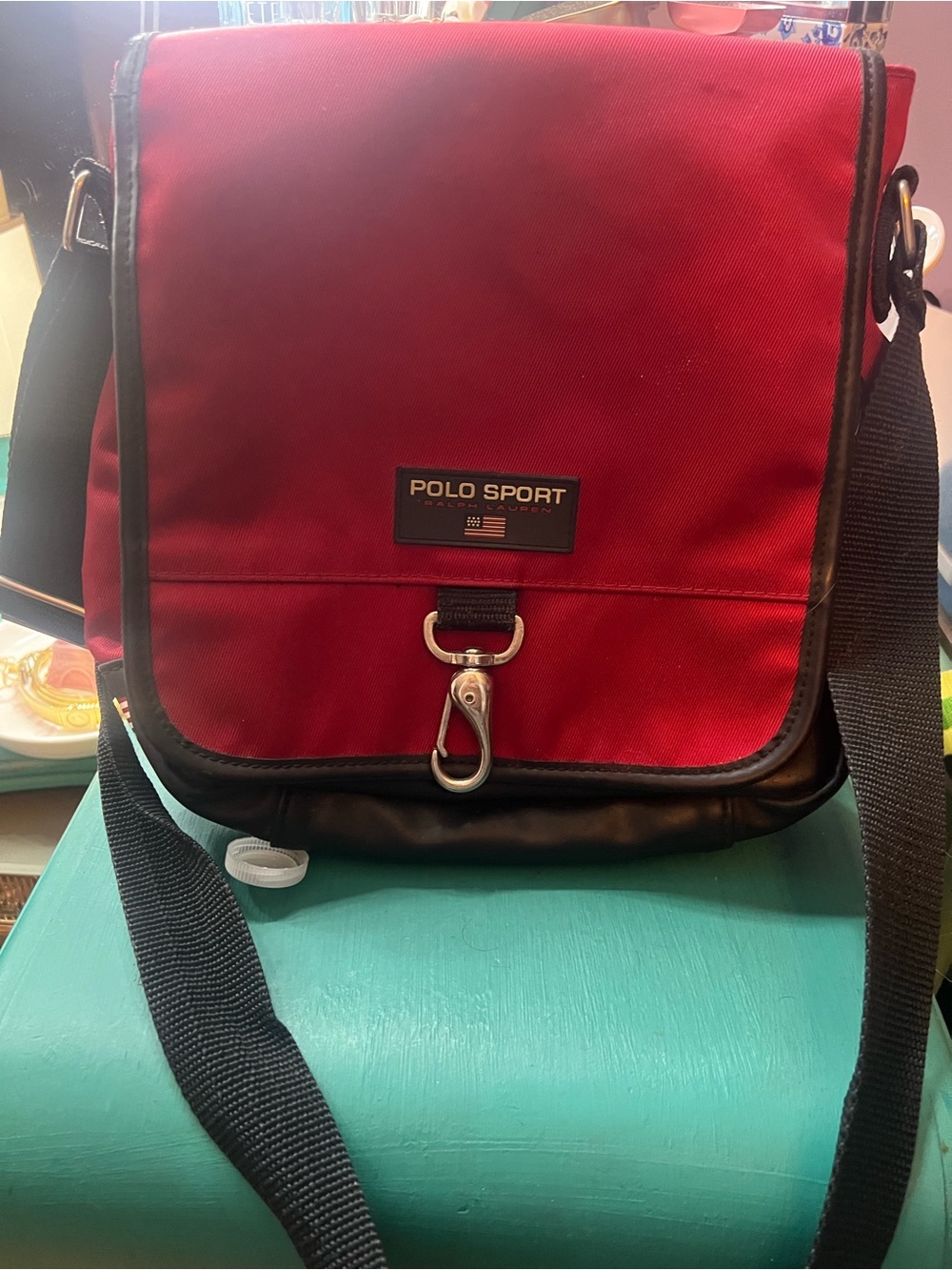 Y2K Polo by Ralph Lauren Red and Black Sport Messenger Bag